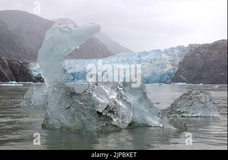 Glacier Bay, Alaska, USA. 6. August 2022. Der South Sawyer Glacier im Tracy Arm Fjord, Alaska, wird am Samstag, dem 6. August 2022, gesehen. (Bild: © Mark Hertzberg/ZUMA Press Wire) Stockfoto