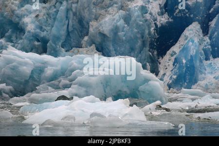 Glacier Bay, Alaska, USA. 6. August 2022. Der South Sawyer Glacier im Tracy Arm Fjord, Alaska, wird am Samstag, dem 6. August 2022, gesehen. (Bild: © Mark Hertzberg/ZUMA Press Wire) Stockfoto