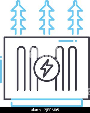 Symbol für Transformatorlinie, Umrisssymbol, Vektordarstellung, Konzeptschild Stock Vektor