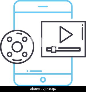 Symbol für Videoclip-Linie, Umrisssymbol, Vektordarstellung, Konzeptzeichen Stock Vektor