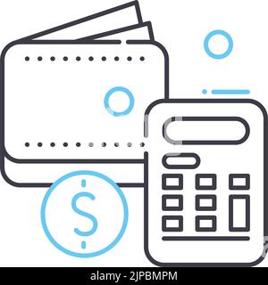 Symbol für die Lohnberechnungslinie, Umrisssymbol, Vektordarstellung, Konzeptzeichen Stock Vektor