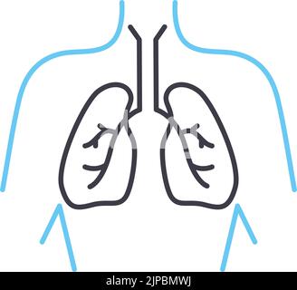Pneumania-Liniensymbol, Umrisssymbol, Vektordarstellung, Konzeptzeichen Stock Vektor