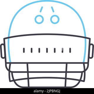 Fußball Helm Linie Symbol, Umriss Symbol, Vektor-Illustration, Konzept Zeichen Stock Vektor