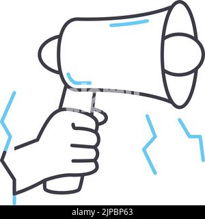 Symbol für die Linie des Megaphons, Umrisssymbol, Vektordarstellung, Konzeptzeichen Stock Vektor