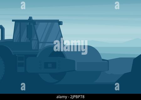 Bühnenhintergrund der schweren Bodenverdichter Maschinen in der Bau-und Bergbauindustrie für die Nivellierung und Verdichtung von Land verwendet Stock Vektor