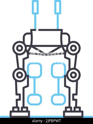 Menschliches Exoskelett Linie Symbol, Umriss Symbol, Vektor-Illustration, Konzept Zeichen Stock Vektor