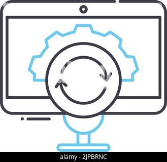 Betriebstechnologie Liniensymbol, Umrisssymbol, Vektordarstellung, Konzeptzeichen Stock Vektor