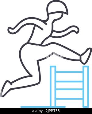 Steeplechase Laufliniensymbol, Umrisssymbol, Vektordarstellung, Konzeptzeichen Stock Vektor