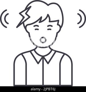 Kopfschmerzliniensymbol, Umrisssymbol, Vektordarstellung, Konzeptzeichen Stock Vektor