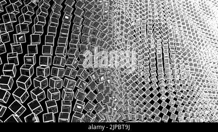 Gerendert einfach-3D Szene der Serie von stilisierten Würfel mit interessanten Muster in Graustufen Stockfoto