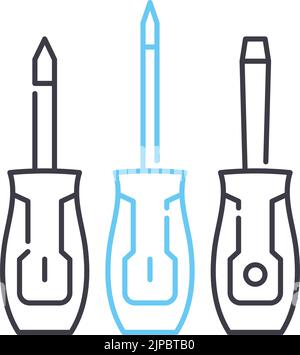 Schraubendreherliniensymbol, Umrisssymbol, Vektordarstellung, Konzeptzeichen Stock Vektor