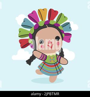Handgezeichnete mexikanische Puppe Vektor-Illustration. Stock Vektor