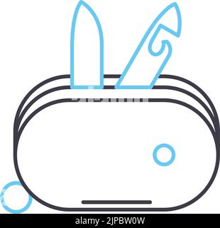 swiss Multitool Messer Linie Symbol, Umriss Symbol, Vektor-Illustration, Konzept Zeichen Stock Vektor