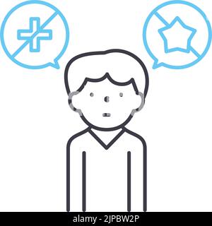 Symbol für negative Denklinie, Umrisssymbol, Vektordarstellung, Konzeptzeichen Stock Vektor