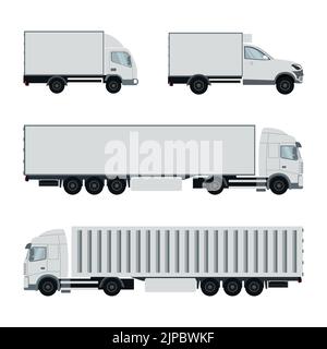 Satz von kleinen Anhängern bereit, Container zu bewegen Stock Vektor