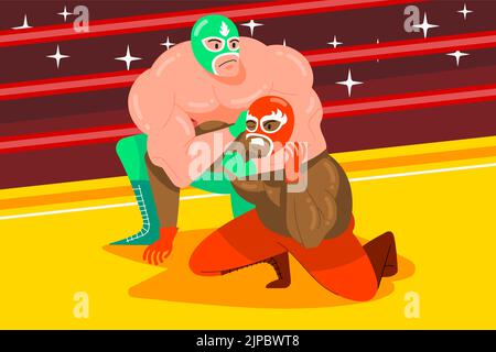 Handgezeichneter mexikanischer Wrestler Vektor-Illustration. Stock Vektor