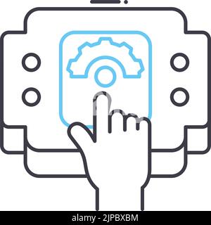 HMI - Mensch-Maschine-Schnittstelle Liniensymbol, Umrisssymbol, Vektordarstellung, Konzeptschild Stock Vektor