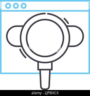 symbol für die Suchmaschinenlinie, Umrisssymbol, Vektordarstellung, Konzeptzeichen Stock Vektor