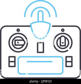 Joystick-Steuerliniensymbol, Umrisssymbol, Vektordarstellung, Konzeptschild Stock Vektor