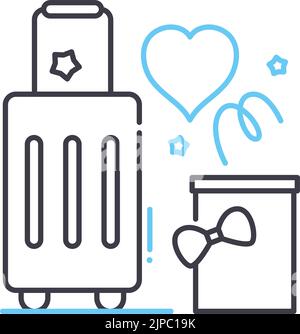 Honeymoon Line Icon, Umrisssymbol, Vektorgrafik, Konzeptschild Stock Vektor