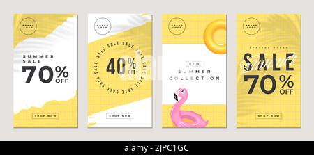 Sommer Verkauf flache Geschichten Vorlage, für Blog und Vertrieb, Web-Online-Shopping-Banner-Konzept. Stock Vektor