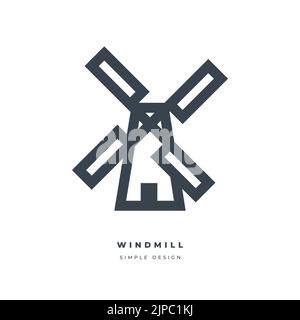 Symbol für Windmühle auf weißem Hintergrund isoliert. Stock Vektor