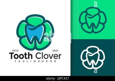 Das Kleeblatt- und Zahnlogo-Design Stock Vektor