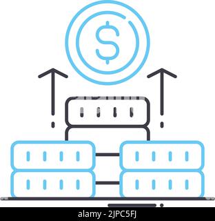 Symbol für Geldwachstumslinie, Umrisssymbol, Vektordarstellung, Konzeptzeichen Stock Vektor