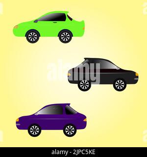 Sportwagen schnelle Geschwindigkeit Fahrzeug Transport Rallye Limousine Automotive Leistung Grafik Design Vektor Illustration grün schwarz blau Farbe Symbol Element Stock Vektor