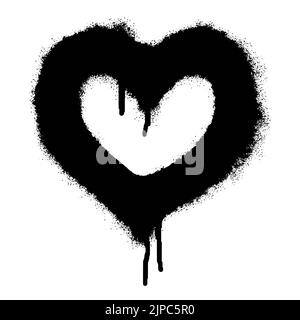 Spray Graffiti Herz Symbol isoliert auf weißem Hintergrund. Stockfoto
