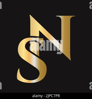 Anfangsbuchstabe SN, NS-Logo-Design-Vektorvorlage. Monogram SN-Logo Luxus-Symbol Stock Vektor