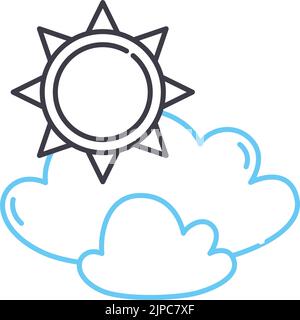 Sonne und Wolke Linie Symbol, Umrisssymbol, Vektor-Illustration, Konzept Zeichen Stock Vektor