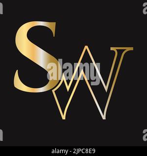 Initial Letter SW, WS Logo Design Vektorvorlage. Monogram SW-Logo Luxus-Symbol Stock Vektor