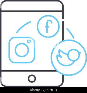 Symbol für Social Marketing-Linie, Umrisssymbol, Vektordarstellung, Konzeptzeichen Stock Vektor