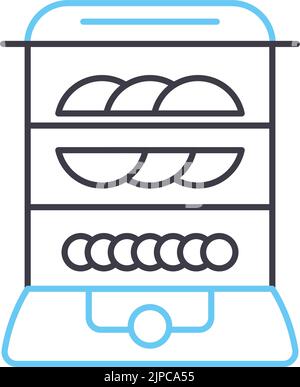 Symbol für die Dampfgarerlinie, Umrisssymbol, Vektorgrafik, Konzeptschild Stock Vektor