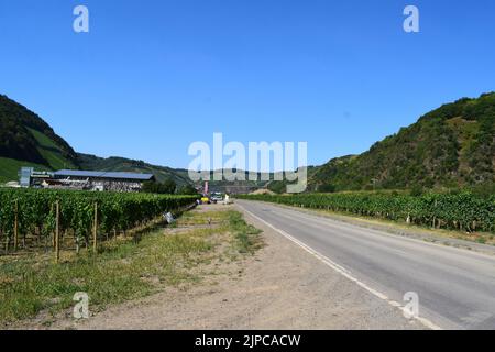 Ahrtalstraße zwischen Dernau und Rech im Jahr 2022 Stockfoto