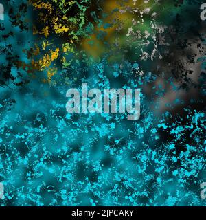 Bunte Farbe spritzt Textur und Grunge Flecken mit Farbtropfen Pinsel Stroke künstlerische Malerei Digital abstraktes Design Hintergrund Stockfoto