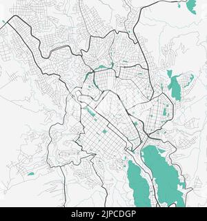 Sucre-Vektorkarte. Detaillierte Karte des Verwaltungsgebiets der Stadt Sucre. Stadtbild-Panorama. Lizenzfreie Vektorgrafik. Straßenkarte mit Autobahnen, Flüssen Stock Vektor