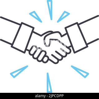 Kein Handshake-Liniensymbol, Umrisssymbol, Vektordarstellung, Konzeptzeichen Stock Vektor