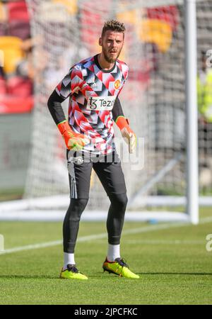 13 Aug 2022 - Brentford gegen Manchester United - Premier League - GTECH Community Stadium der Torwart von Manchester United, David De Gea, während des Premier League-Spiels im GTECH Community Stadium, London. Picture : Mark Pain / Alamy Live News Stockfoto