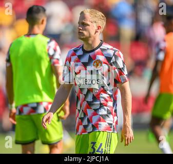 13 Aug 2022 - Brentford gegen Manchester United - Premier League - GTECH Community Stadium Donny Van De Beek von Manchester United beim Premier League-Spiel im GTECH Community Stadium, London. Picture : Mark Pain / Alamy Live News Stockfoto