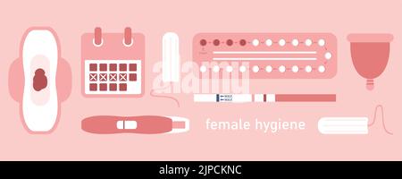 Frauen Gesundheit Empfängnisverhütung und Hygiene Infografik Stock Vektor