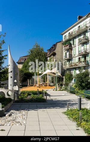 Lausanne Stadtbild Wohnviertel Stockfoto