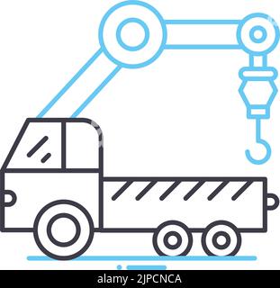 Symbol für die Linie des Abschleppwagens, Umrisssymbol, Vektordarstellung, Konzeptschild Stock Vektor