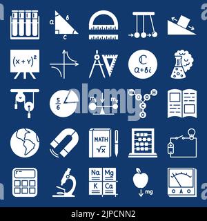 Schule Symbole in flachen Stil gesetzt. Vektorgrafik. Stock Vektor