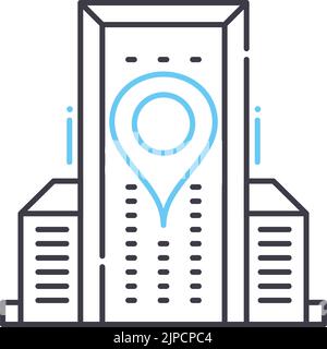 Symbol für Büroadresse, Umrisssymbol, Vektordarstellung, Konzeptschild Stock Vektor