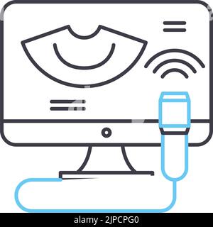 Ultraschallliniensymbol, Umrisssymbol, Vektordarstellung, Konzeptzeichen Stock Vektor