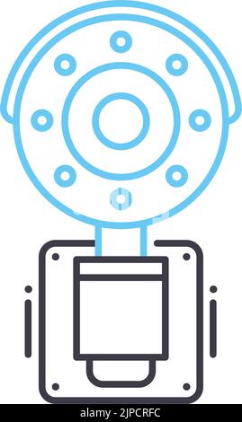 Liniensymbol der Überwachungskamera, Umrisssymbol, Vektordarstellung, Konzeptschild Stock Vektor