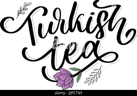 Türkische Traditionen der Teezeremonie. Teezeit. Dekorative Elemente für Ihr Design. Vektor-Illustration mit orientalischer Tasse auf weißem Hintergrund. Stock Vektor