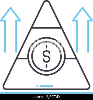 Symbol der Risikopyramide-Linie, Umrisssymbol, Vektordarstellung, Konzeptzeichen Stock Vektor